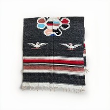 Vintage Thunderbird Eagle Serape Oversized Poncho Blanket Handwoven Blanket 6x3  