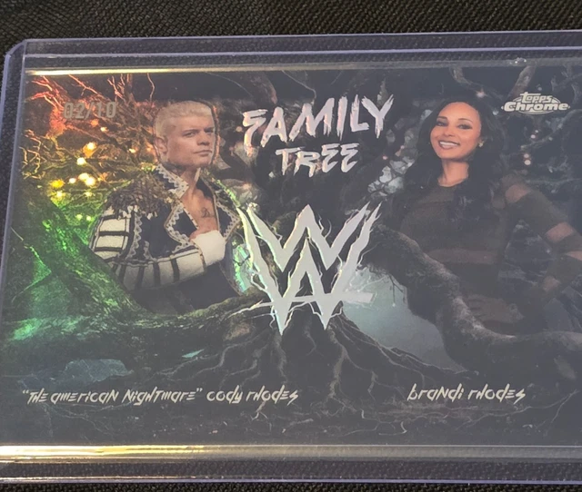 WWE CHROME CODY RHODES AND BRANDI RHODES FAMILY TREE SSP BLACK REFRACTOR 2/10