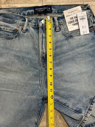 Abercrombie & Fitch Rigid Blue Jean Denim Loose Shorts Mens 30 NWT Medium Wash - Picture 13 of 16