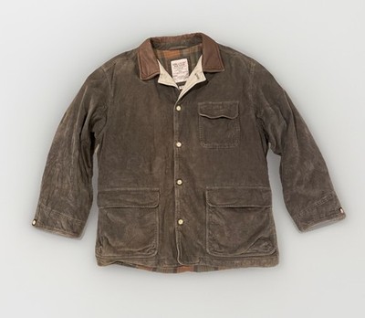 Vtg 90s Structure Work Clothes Corduroy Chore Barn Jacket Mens XL Olive Green