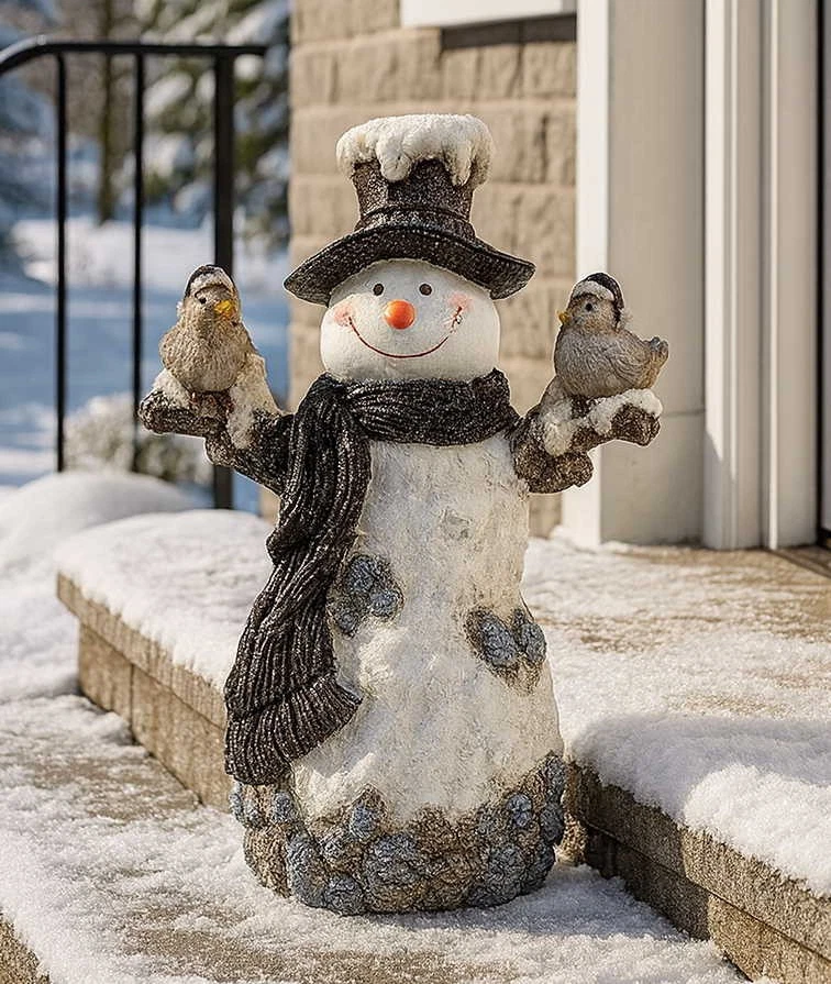 Riesen Schneemann Christoph mit Piepmatz 50cm Figur Weihnachten Winter Deko NEU - Bild 3 von 4