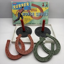 Schylling Rubber Horseshoes Game Complete Set w Box Indoor Outdoor Retro Style