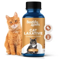 Cat Laxative Constipation Relief, Natural Cat Stool Softener Remedy for Irreg...