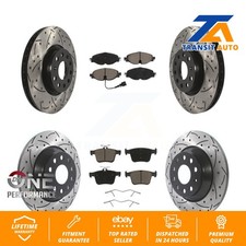 Front Rear Coat Drill Slot Disc Brake Rotors Ceramic Pad Kit For Audi TT Quattro