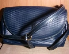 1983 Liz Claiborne Textured Blue Shoulder Purse Vintage