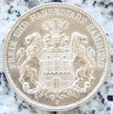 3 marchi 1911 J AMBURGO città anseatica argento Impero moneta Impero tedesco rara