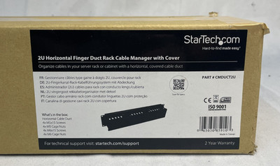 StarTech 2U Horizontal Finger Duct Rack Cable Manager with Cover CMDUCT2U