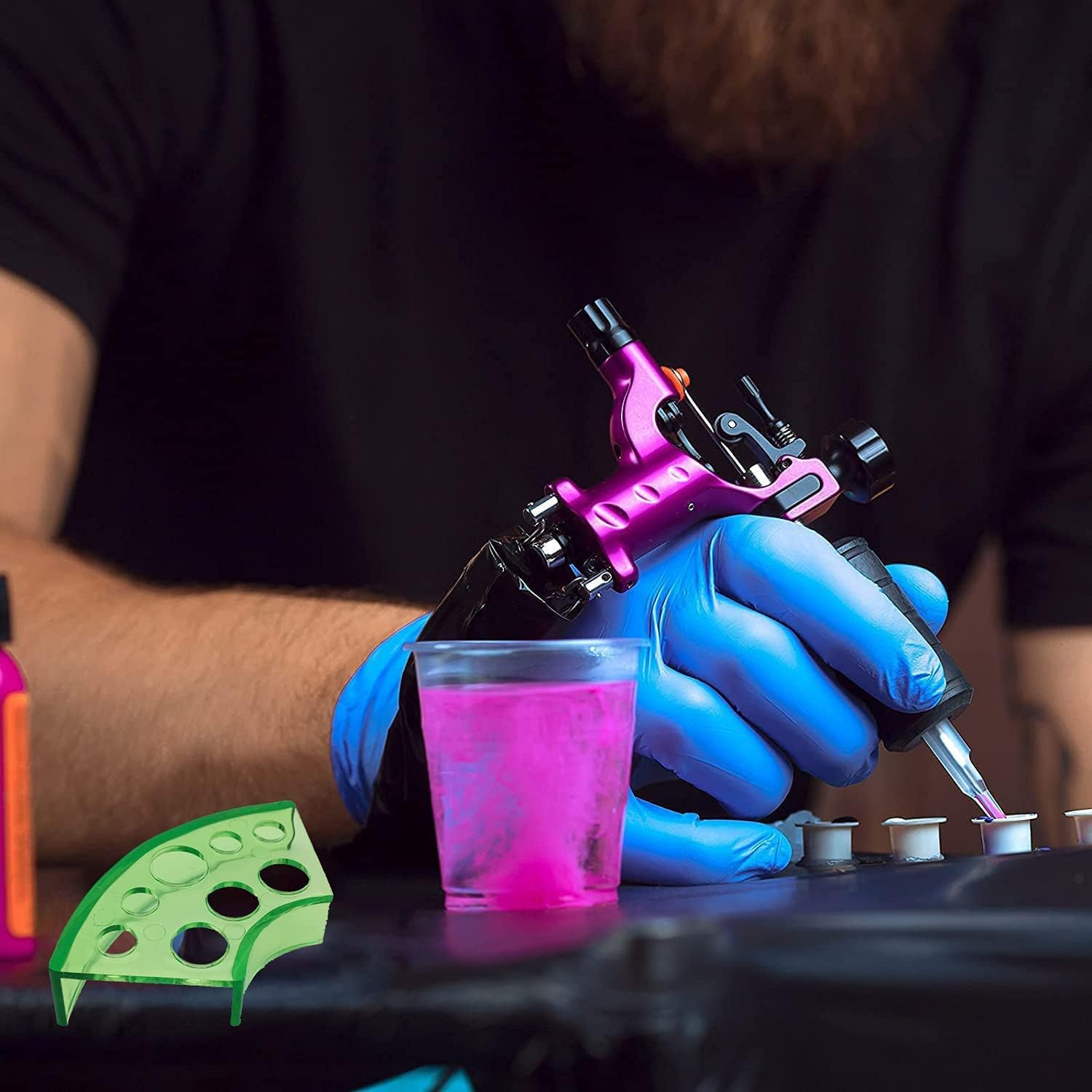 300-Pc Tattoo Ink Caps Kit with 2 Holders — 100 Small, 100 Medium, 100 Large Cap