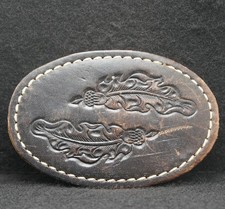 WE03148 AMAZING VINTAGE 1970s FLORAL FASHION ARTWORK UNISEX LEATHER BELT BUCKLE