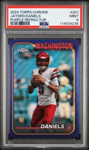 2024 Topps Chrome Jayden Daniels #201 Purple Refractor /275 Rookie RC PSA 9 MINT