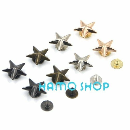 10pcs Metal Star Rivet Studs Buttons Spots Spikes Rivets Leather Crafts Supplies - Picture 8 of 12