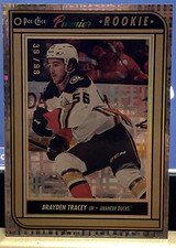 22/23 OPC Anaheim Ducks Brayden Tracey Rainbow Foilboard RC card #P-82 Ltd #/99