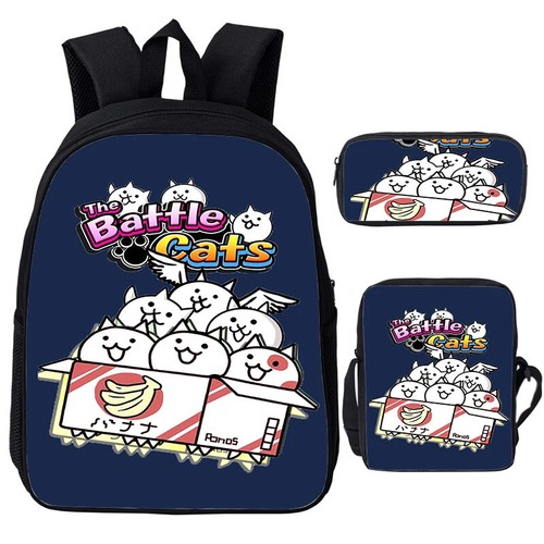 3pcs The Battle Cats Backpack Shoulder Bag Pen Bag School Bags Bookbag Laptop - Picture 18 of 43