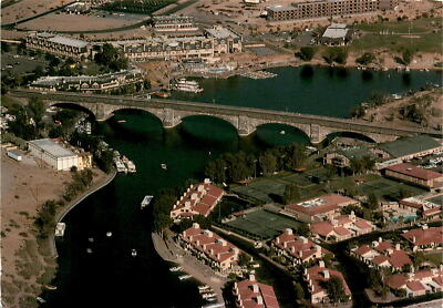 London Bridge, Lake Havasu City, Arizona, 1971, large island, Lake Postcard