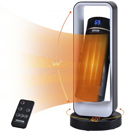 Electric Space Heater with Thermostat Remote Control, 1000W/1500W 2-Level Ad...