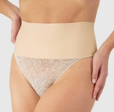 NWT Maidenform sz S Beige Tame Tummy Panty Mid ris Firm Shaper SE0049 Thong AG44
