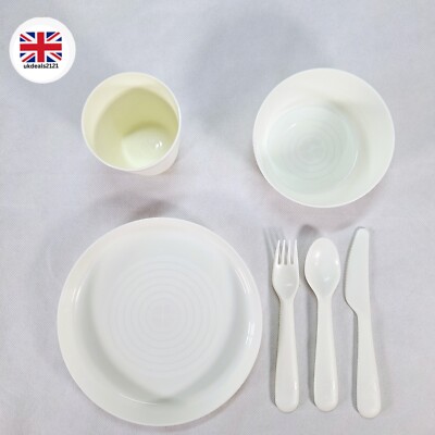 Kids Dinner Set Piece IKEA Plate Bowl Cup Cutlery White