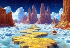 COSMIC PATH ART PRINT, Surreal Landscape Decor, Futuristic Planet Poster E858