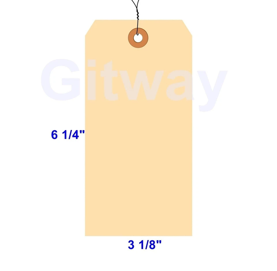 AVIDITI 1000 of 6 1/4" x 3 1/8" Size 8 Manilla Shipping Hang Tag Tags with Wire 13 Pt