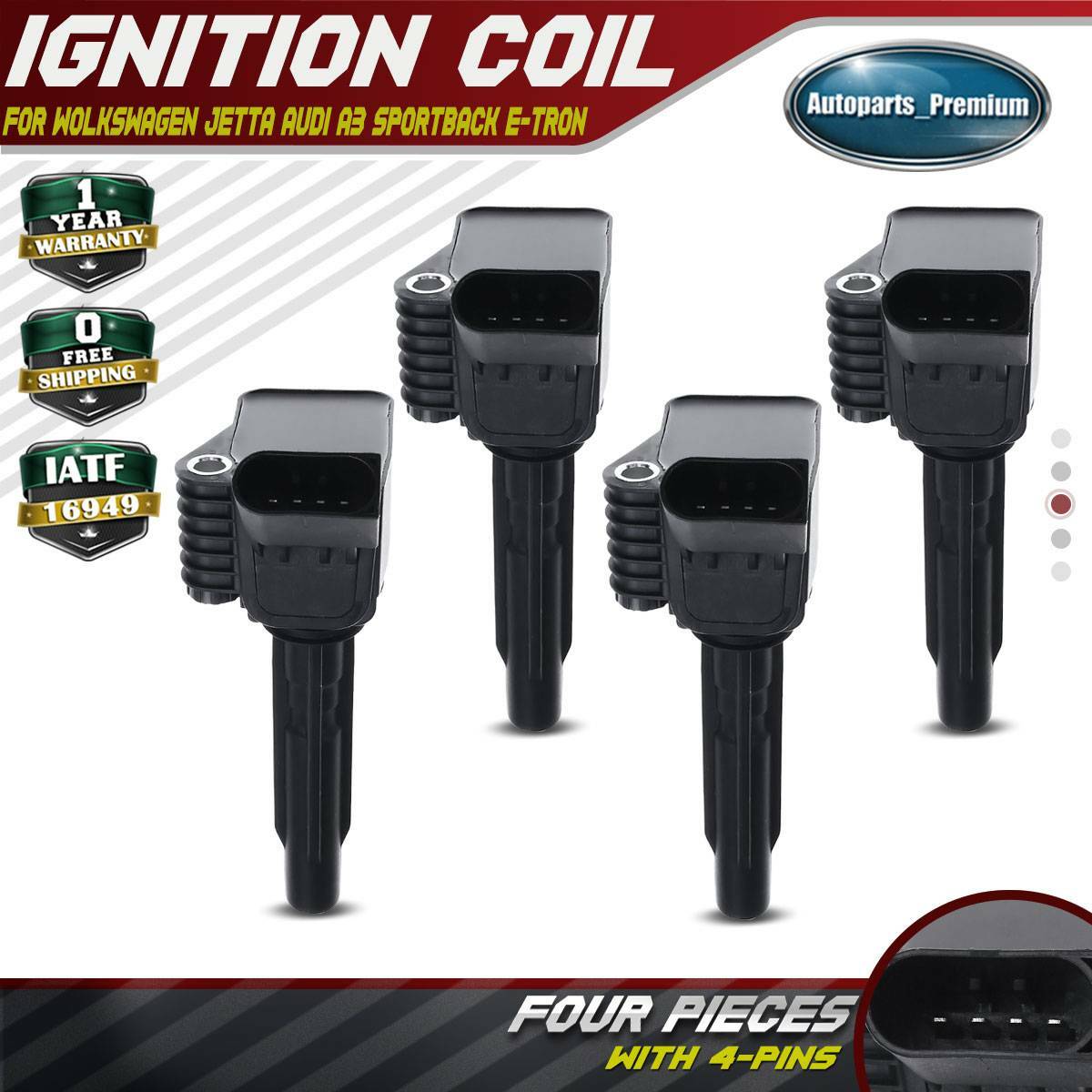 4x Ignition Coil for Volkswagen Jetta Audi A3 Sportback e-tron Lamborghini Urus