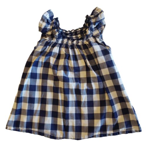Handmade Baby Girl Dress Approx 18 Month Blue White Fall Gingham Ruffle Sleeve - Picture 2 of 2