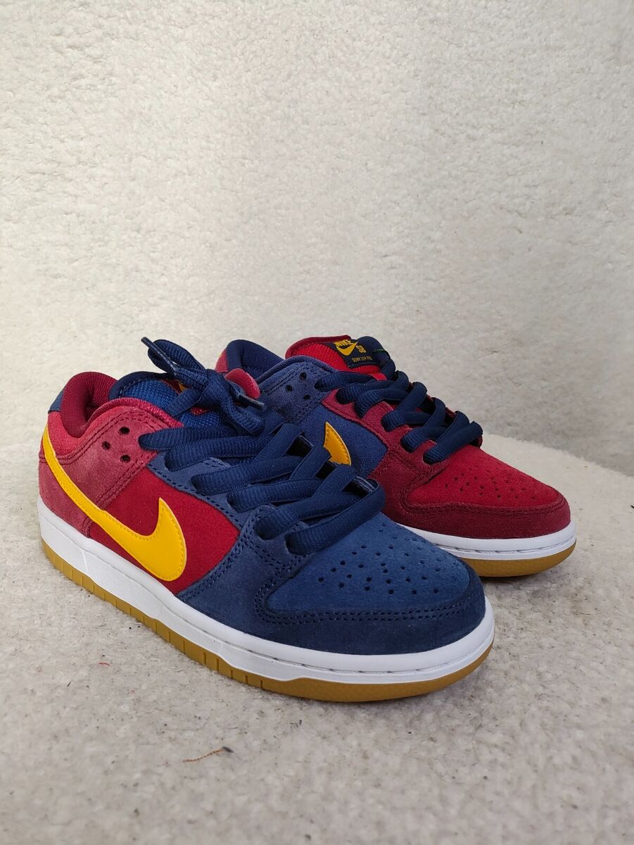 Nike SB Dunk Low Barcelona Boys Sneakers 4 Blue Red Lace Up