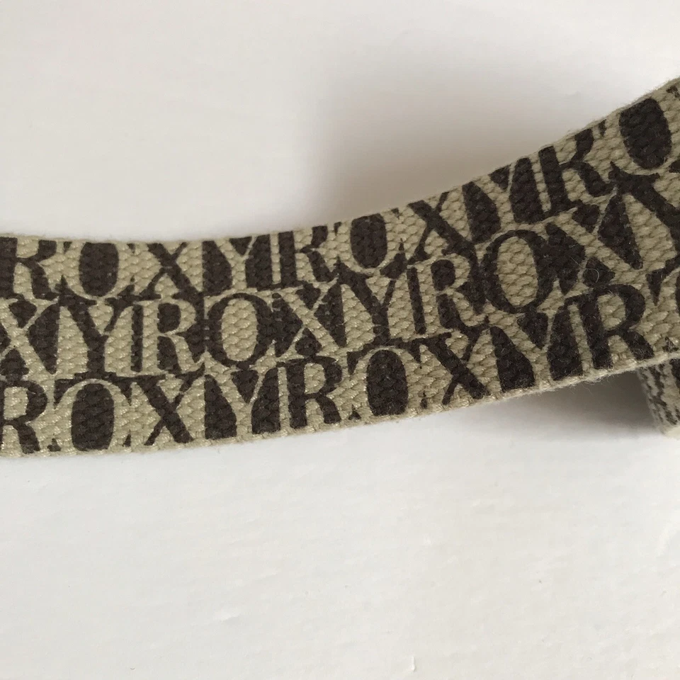 Roxy Belt Canvas Woven Small Brown Cream Buckle Logo Spellout Surfer Girl Y2K - Image 3 of 4