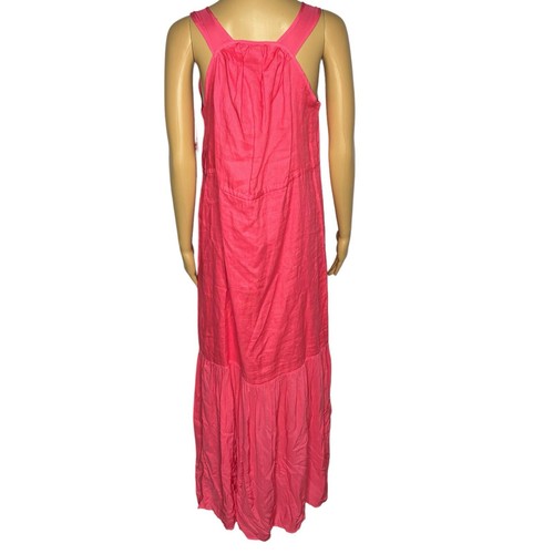 Cynthia Rowley Maxi Dress Size M Tiered Linen Blend Ruffled Drawstring Waist - Picture 4 of 18