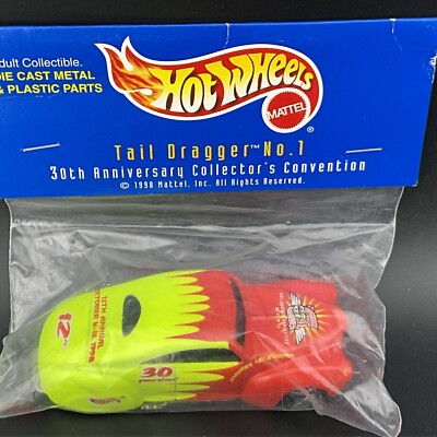 1998 Hot Wheels YELLOW TAIL DRAGGER #1 30th Convention Car BAG 20650