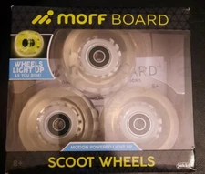 New Morf Board Motion Powered Light Up Scoot Wheels Green 3 Pack