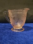 Vintage Depression Glass Creamer  Pink Dogwood Floral Flower Macbeth Evans