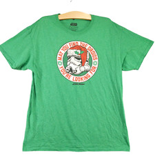 Star Wars Men's Stormtrooper Droids Christmas T-Shirt Green Large Short Sleeve
