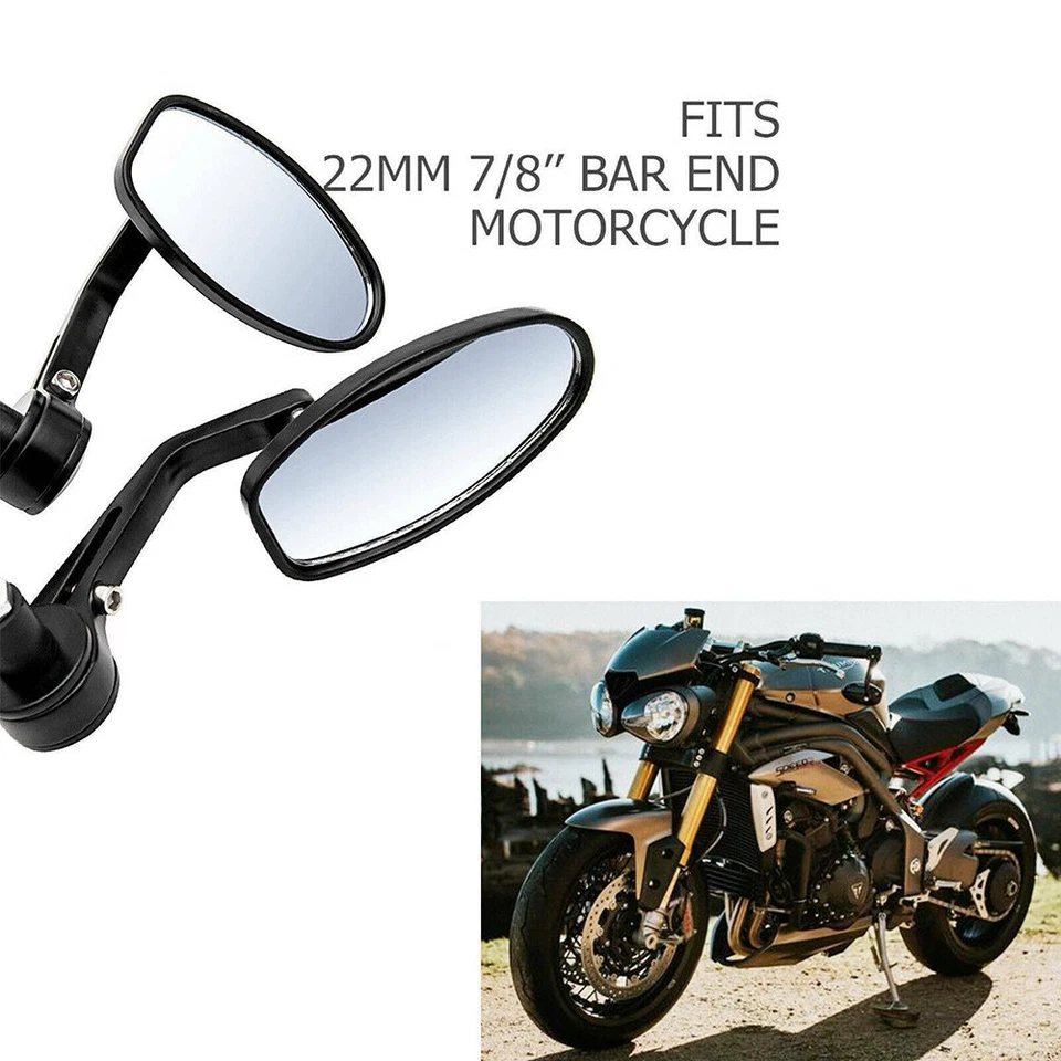 CNC Black Motorcycle 7/8" 22MM Handlebar Bar End Side Mirrors For Suzuki GN125 - Image 4 of 4
