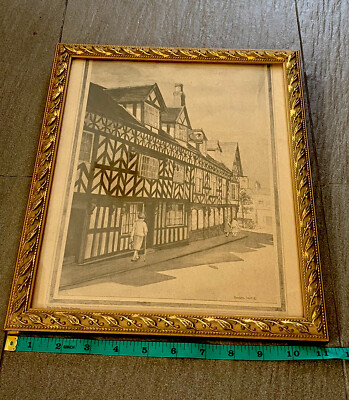 Kunstdruck Roberta Scott Market Drayton Shropshire Street THE VAULTS Pub / Tudor