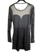 NWT Lulus LBD Black Lace Long Sleeve Dress Size S Sheer Neckline and Back