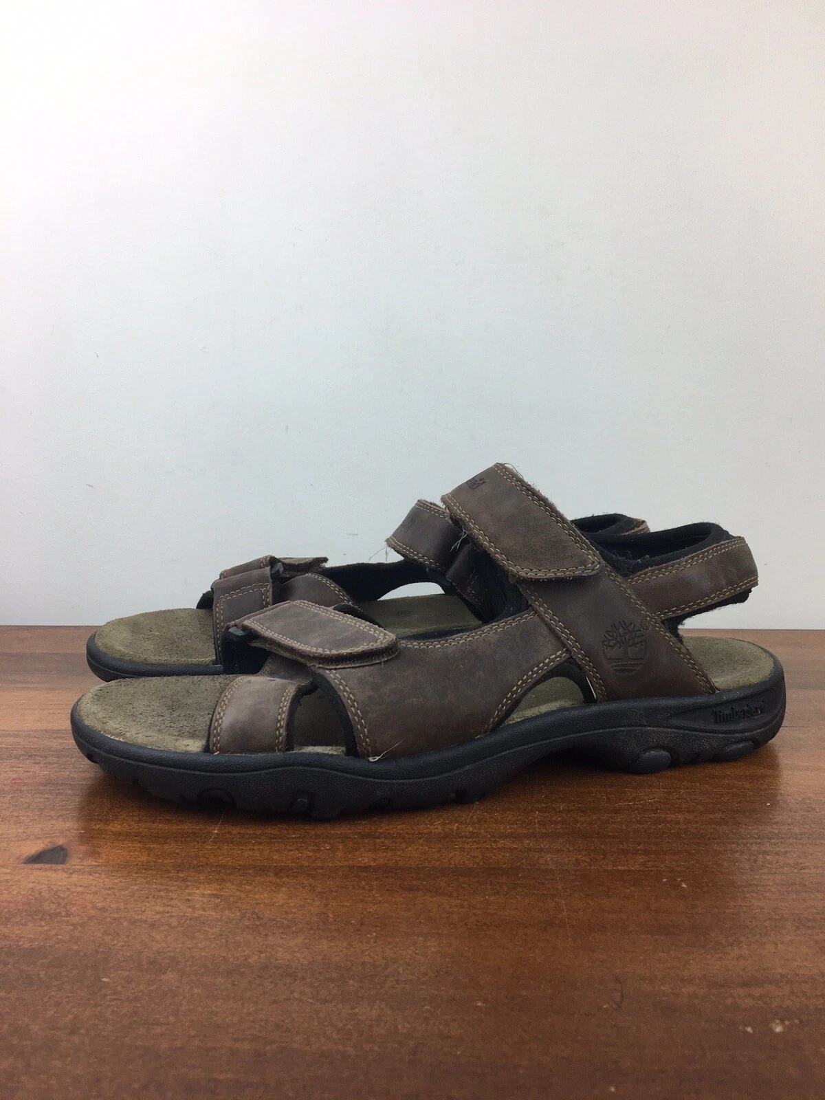 Sandali da trekking all'aperto da uomo Timberland marroni in pelle taglia 9M passante con gancio