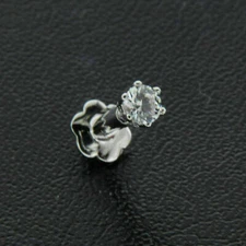 2.5MM Lab Created Diamond Solitaire Stud Piercing Nose Pin 14k White Gold Finish