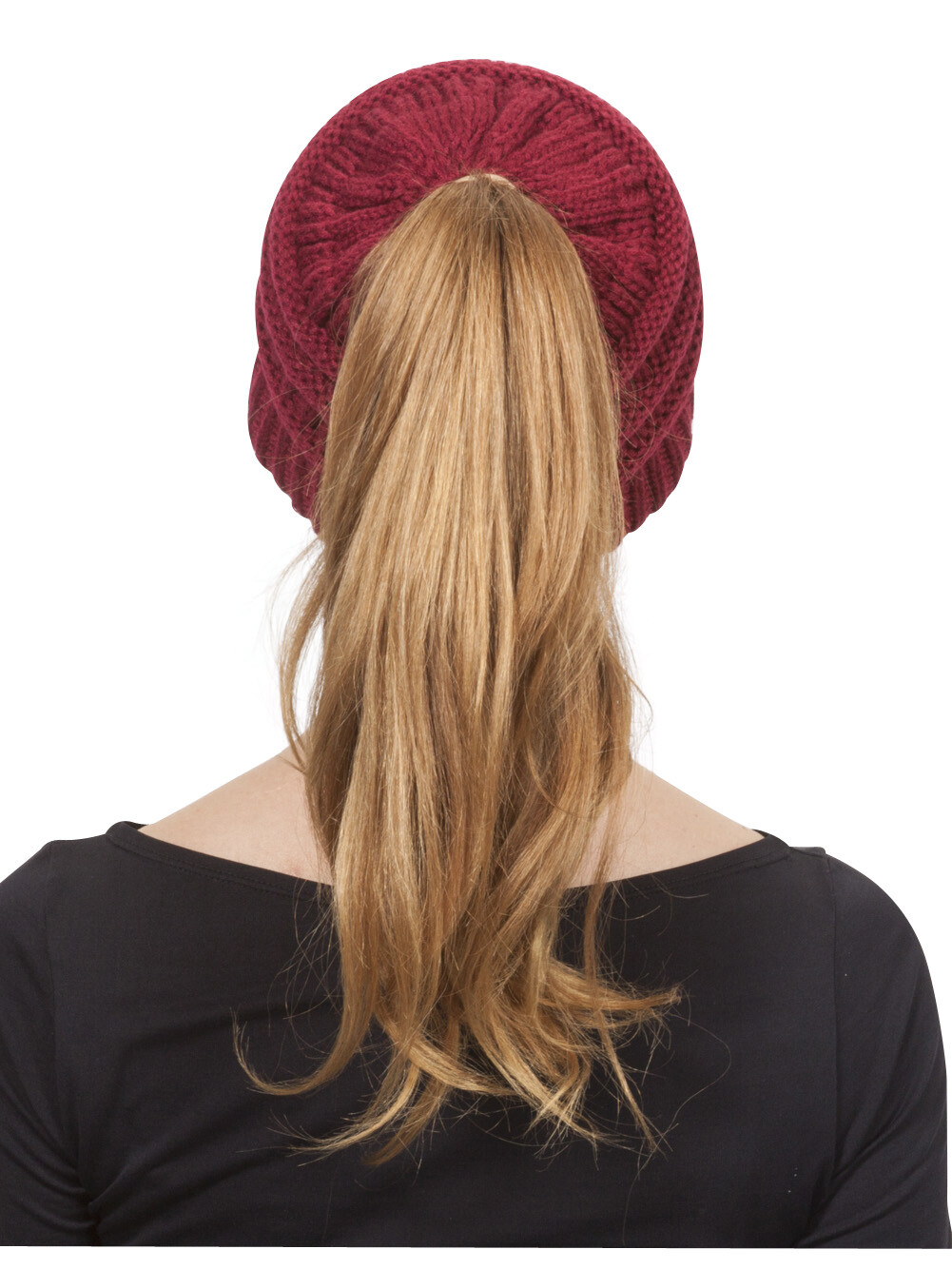 PONY Berretto in maglia coda di cavallo fili a gravità