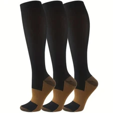 Copper Compression Socks 20-30mmHg Graduated Support Mens Womens S-XXL 3/6 Pairs