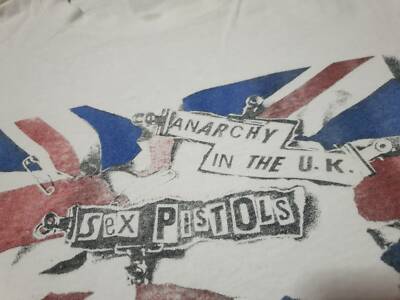 Rare Vintage SEX PISTOLS Anarchy In The U.K T-Shirt White Flag