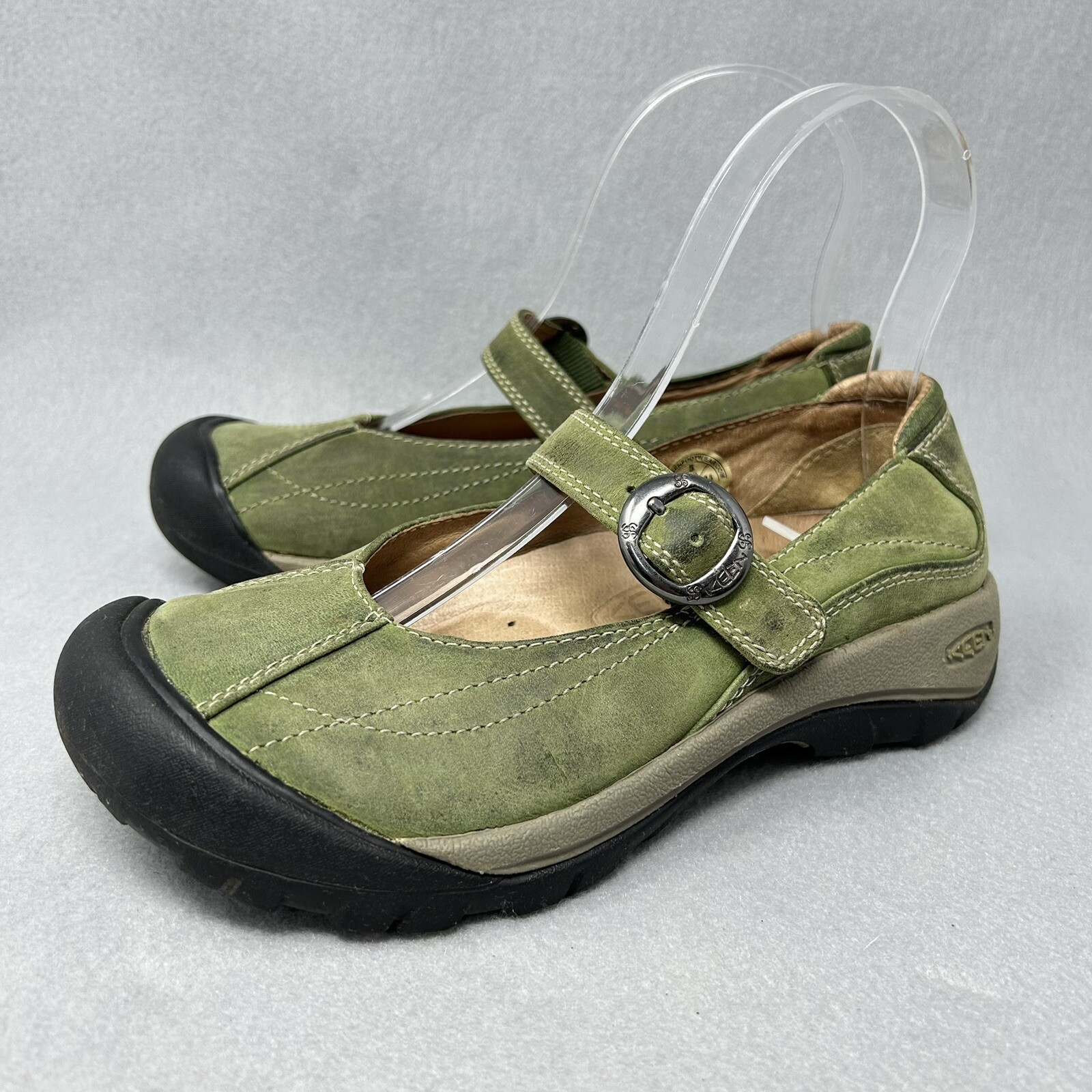 Keen Toyah Green Leather Mary Jane Walking Shoes Wome… Gem