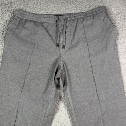Brioni Pants Mens 38x25 Gray Pleated Wool Sydney Pull On Drawstring Trousers