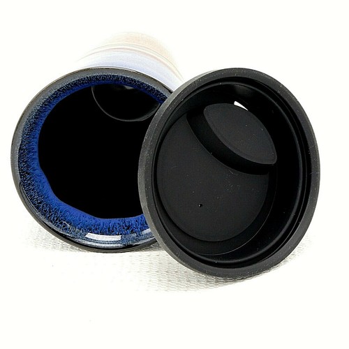 Tall Travel Mug Silicone Sip Lid Double Walled 15 oz Blue Brown Red 7" Ceramic - Picture 9 of 9