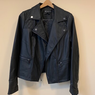 INC International Concepts Womens Faux-Leather Zip Up Moto