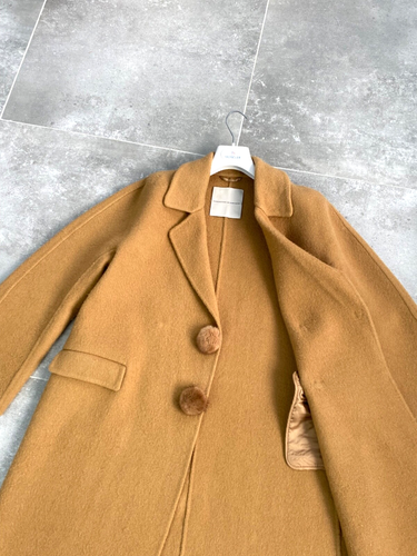 Womens ERMANNO SCERVINO MOHAIR REAL FUR Italian Trench Coat Jacket IT 44 UK 12 M - Picture 5 of 24