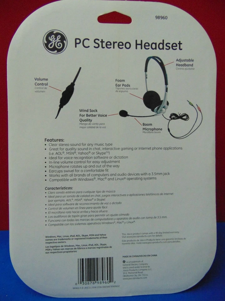 GE 98960 PC Auriculares Estéreo con Control de Volumen Nuevos y Precintados Foto 4 de 4