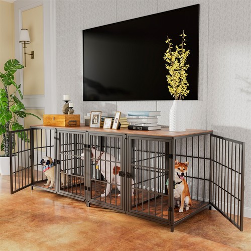 XXL Large Wood Dog Crate End Table Elevated Pet Dog Cage Kennel Lattice Playpen - Picture 3 of 16