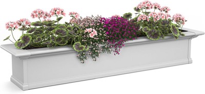 4ft White Window Box with Water Reservoir, Self-Watering Planter for Flowers