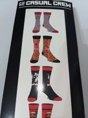 Horror 6 Pairs Of Casual Crew Socks Size 8-12 Men - Bild 4 von 6