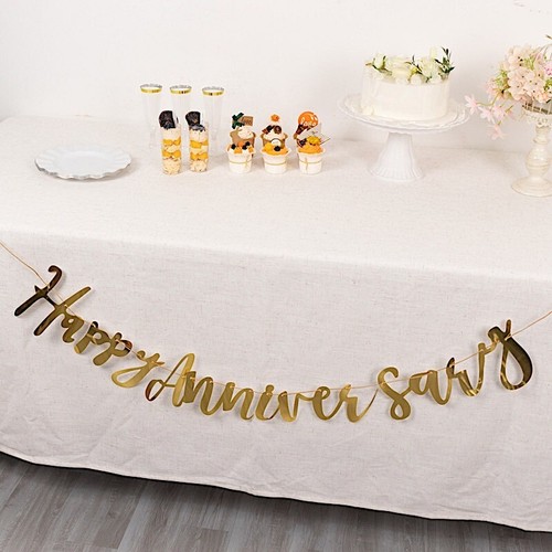 10 ft Metallic Gold "Happy Anniversary" Banner Party Events Home Decorations - Picture 7 of 9